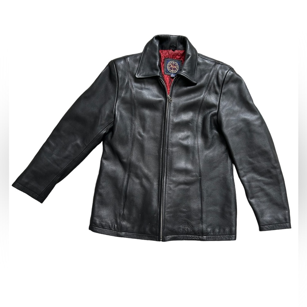 Vintage Harold’s genuine leather coat black size Large